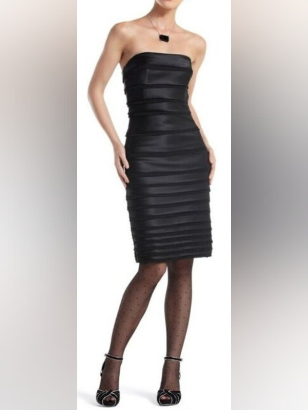 White House Black Market Satin Chiffon Raw Edge Strapless Cocktail Dress NWOT 10